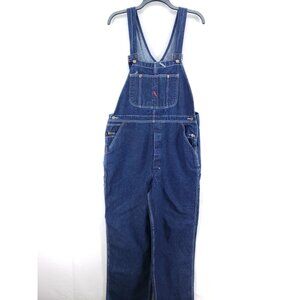 Big Mac Mens Denim Bib Overalls Size 40x32 Dark Wash Cotton Blend